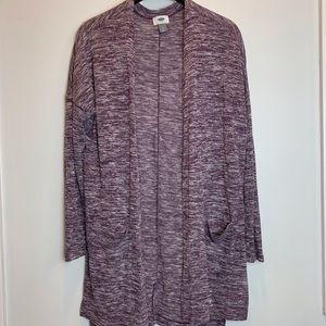 Long Purple Open Front Cardigan EUC